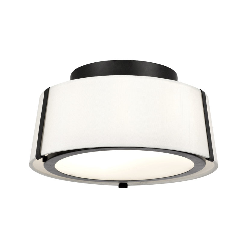 Plafonnier encastré 12 po à 2 lumières Marietta, Noir mat, Soie blanche