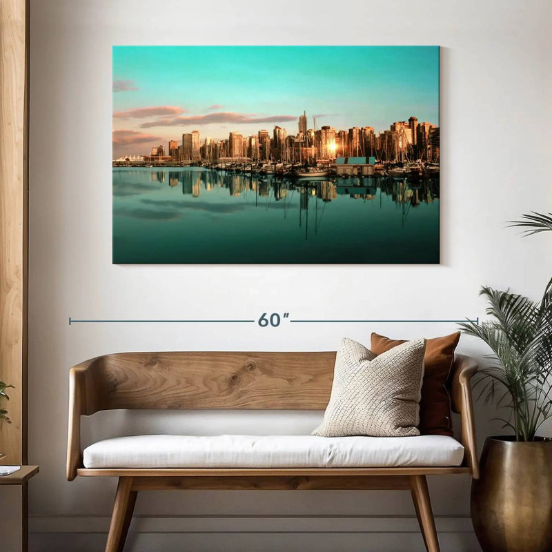 Nicci Vancouver Skyline au coucher du soleil, H 32 po x l 48 po