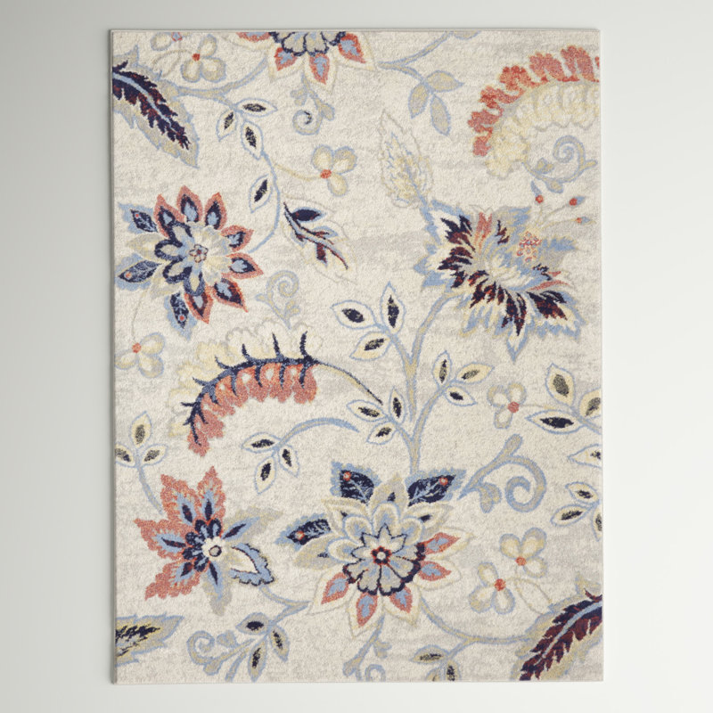 Tapis ivoire / bleu / rouge Mountview, Rectangle 5 pi 2 po x 7 pi 2 po