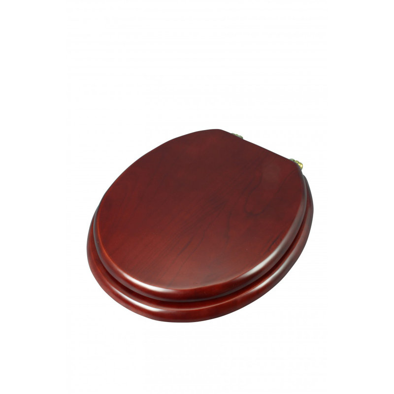 Round Toilet Seat and Lid, Brass, Cherry