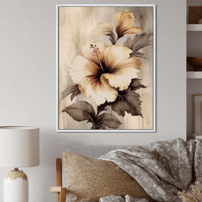 Hibiscus Floral Canvas Wall Art, Tropical Flower Decor Print - Vintage Charm Hibiscus II