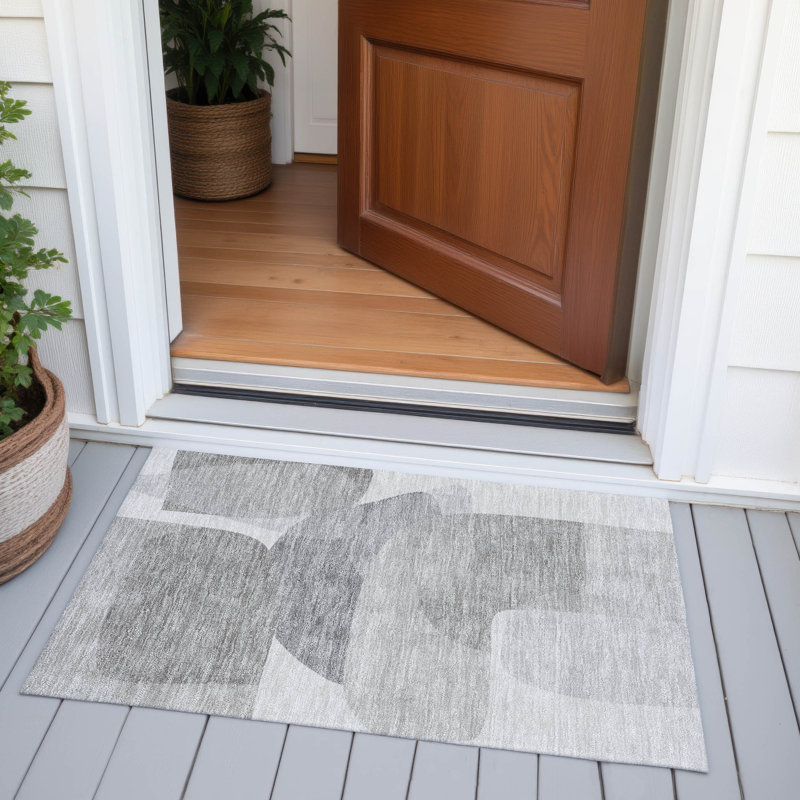 Machine Washable Indoor/Outdoor Xhevrie Linen Rug, Rectangle 1'8" x 2'6"