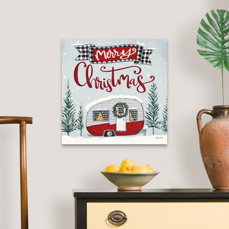«Merry Christmas Camper» par Sara Baker - peinture sur toile tendue, H 20 po x l 20 po, Toile tendue