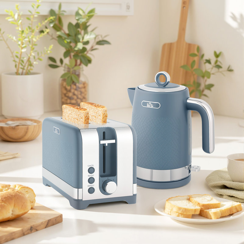 Kettle and Toaster Set, Blue/Silver