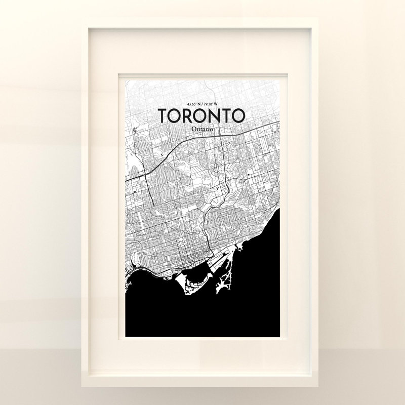 Toronto City Map In Ink - No Frame Print, 17cm H x 11cm W x 0.05cm D