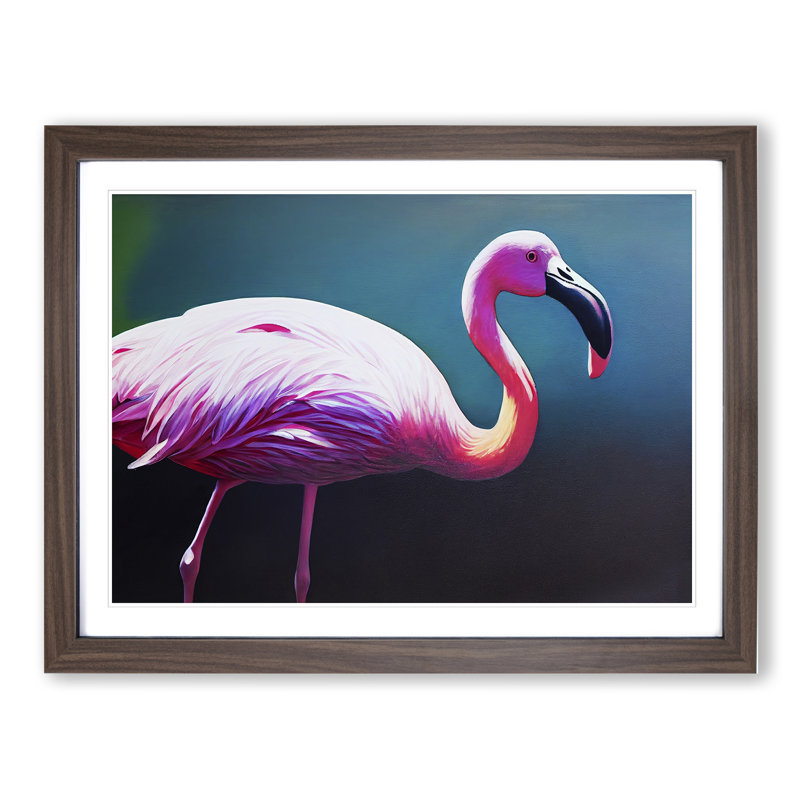 Miraculous Flamingo - Single Picture Frame Print, 46cm H x 64cm W x 2cm D, Walnut