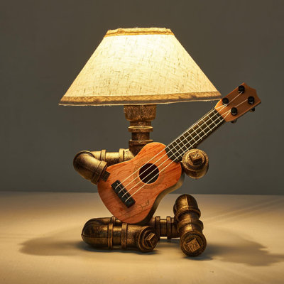 Retro Industrial Robot Guitar Desk Lamp With Light Bulb