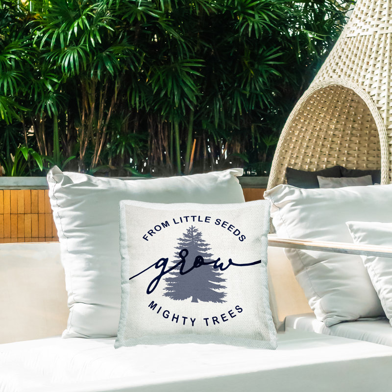 Coussin d'extérieur imprimé Little Seeds Mighty Trees par Daphne Polselli