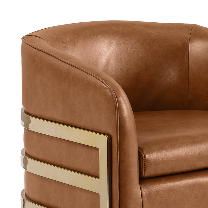 Chaise d'appoint Leathaire avec structure chromée, Caramel