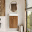 Meuble-lavabo flottant moderne de 16,5 pouces avec rangement, poignée en or rose et porte à fermeture en douceur, convenant aux conduites compactes avec drain de taille réglable Mid-Century, optimisation de l'espace de porte