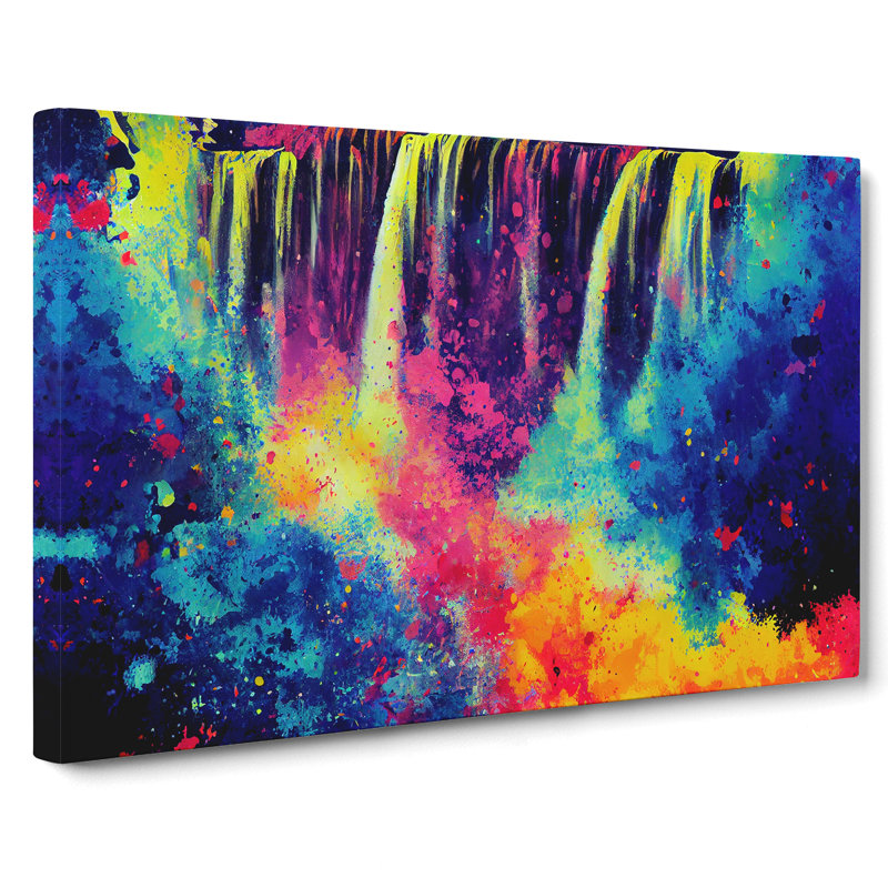 Waterfall Paint Splatter Vol.2 Abstract - Wrapped Canvas, 35cm H x 50cm W x 3cm D