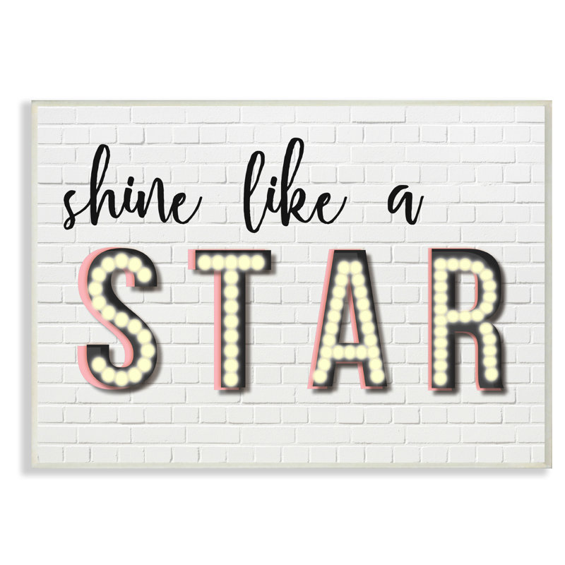 « brillance like a star », art textuel encadré, H 15 po x l 10 po, Plaque murale