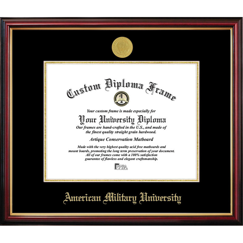 American Military University Petite Diploma Frame, 14" W x 11" H, NCAA American Military University