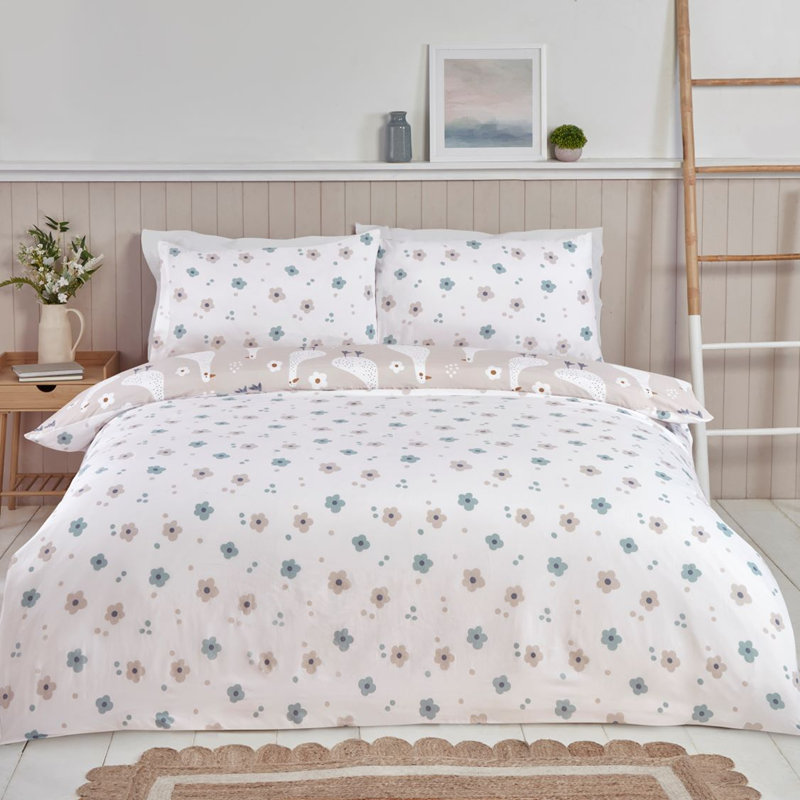 Jemima Polyester Floral Duvet Cover Set, Beige, King Duvet Cover Set + 2 Standard Pillowcases