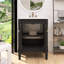 Meuble-lavabo de style rétro avec porte à fermeture en douceur et lavabo en céramique-130154635