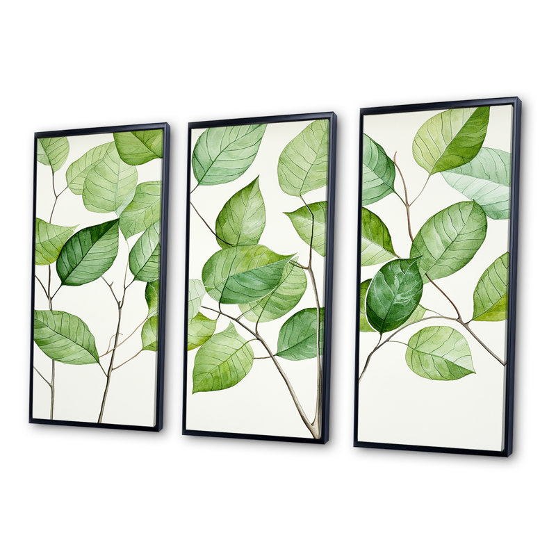 Ensemble de salon Green Leaves, Cadre flottant noir, H 40 po x l 60 po x P 1 po