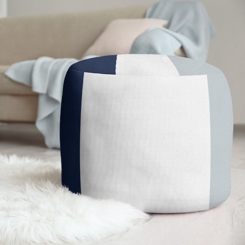 Repose-pieds repose-pieds rond 20,5" new velours, Navy Blue/White/Gray