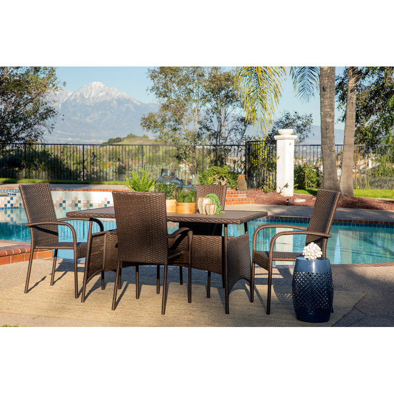 4 - Person Wicker Patio Dining Set with Rectangular Table