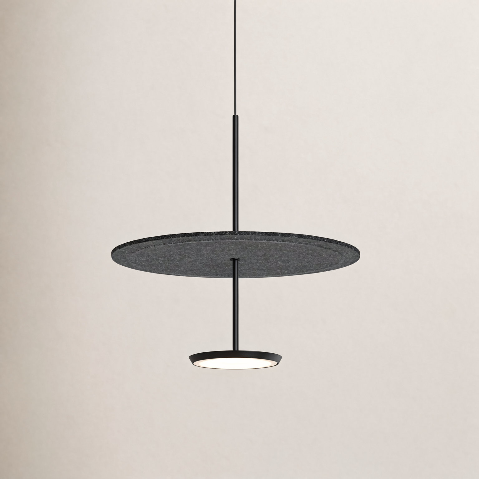 Sky Sound Pendant, Stone Gray, 17.5" H x 17.5" W x 17.5" D, Black