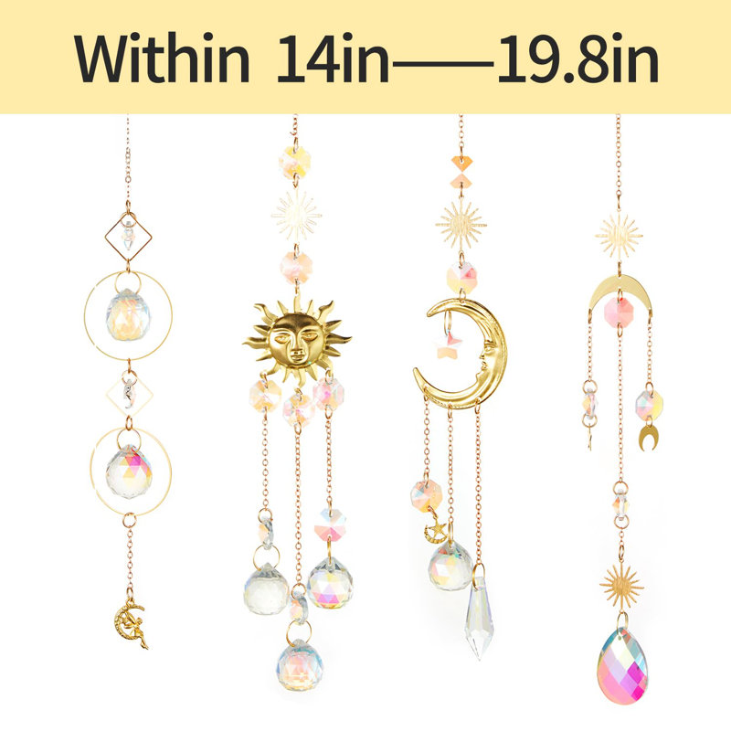  Ensemble de 4 verres décoratifs suspendus en cristal pour fenêtres