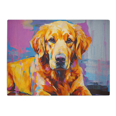 Golden Retriever Gestural  Glass Chopping Board