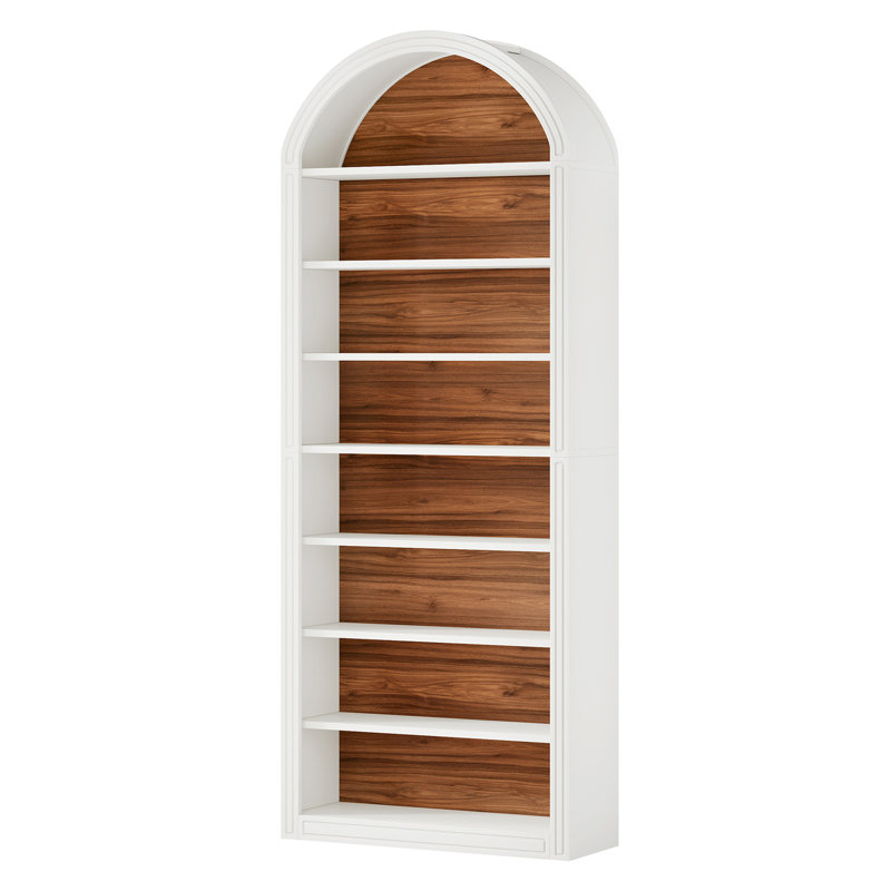 Étagère de rangement ouverte 79,53 "de haut à 8 niveaux blanc et brun pour salon, Brun / Blanc