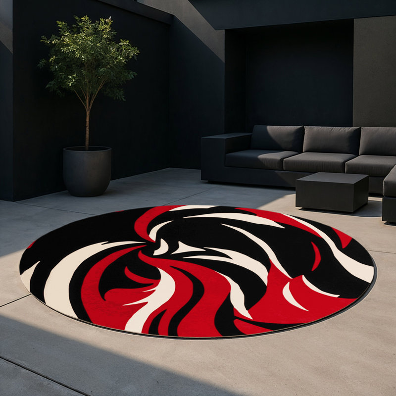 Infernal Edge Indoor And Outdoor Area Rug, Round 5'