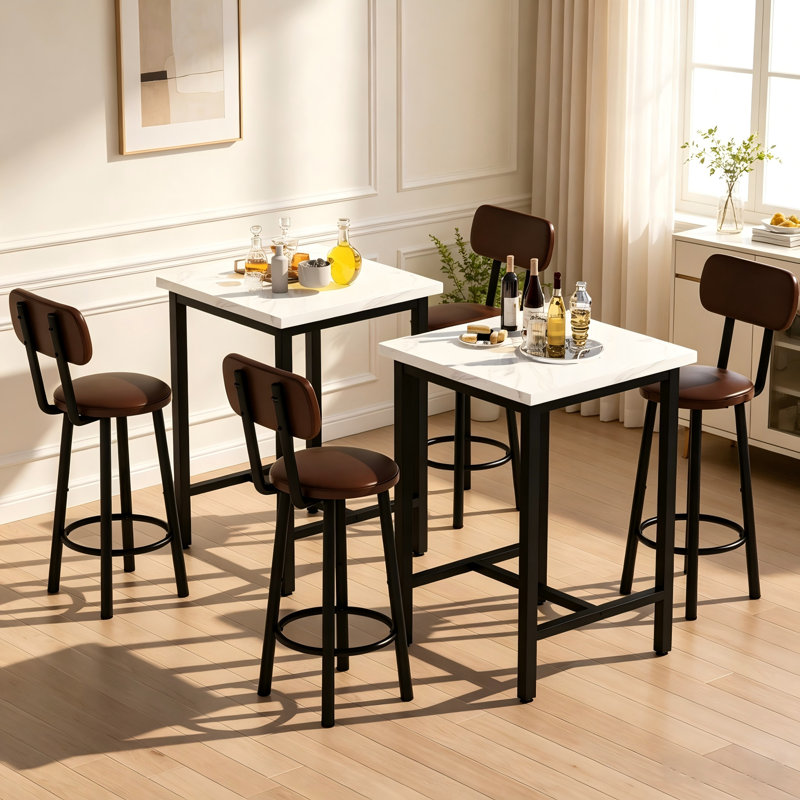 Ensemble de table de bar avec 2 tabourets de bar, ensemble de table de pub à hauteur de comptoir pour 2 personnes, ensemble de table de salle à manger bistro industriel et chaises pour cuisine, appartement, café, petits espaces