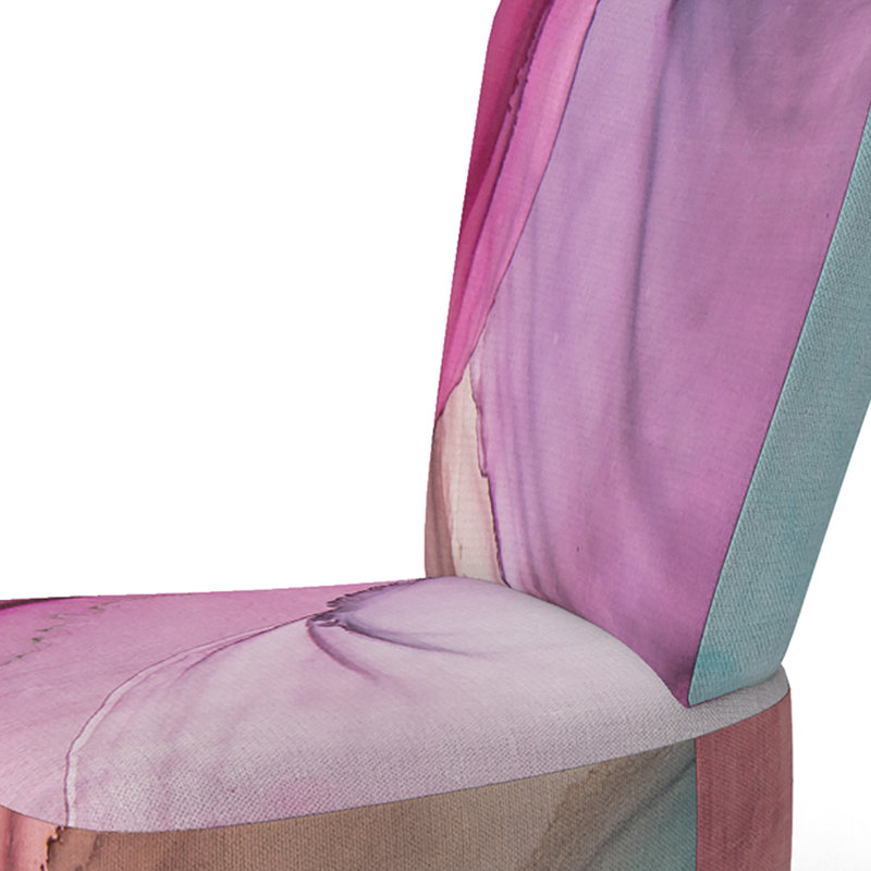 Accent Chair, Beige Floral Pattern Upholstered Decor - Beige Floral Pattern II, Purple/Turquoise