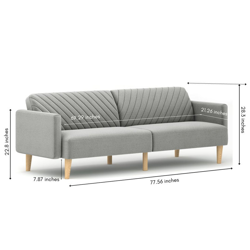 Canapé-lit convertible 77,56 po Celeste, Mélange de lin gris clair