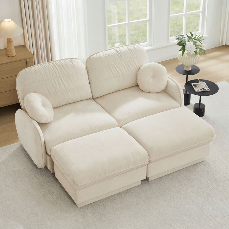 Canapé en forme de U Chenille Cloud, Beige crème