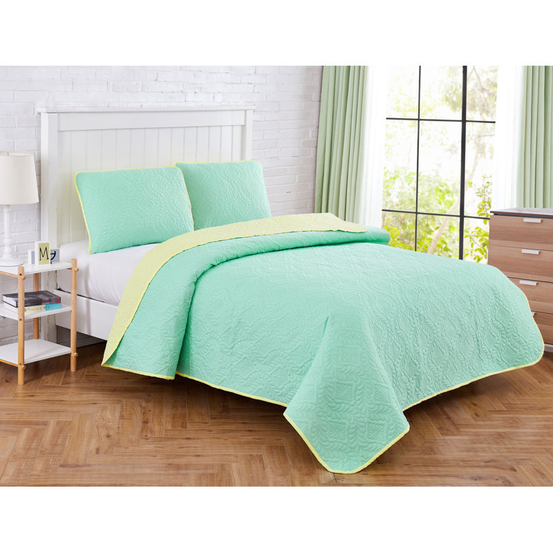 Kiran Polyester Quilt, Mint, Twin Quilt + 1 Sham