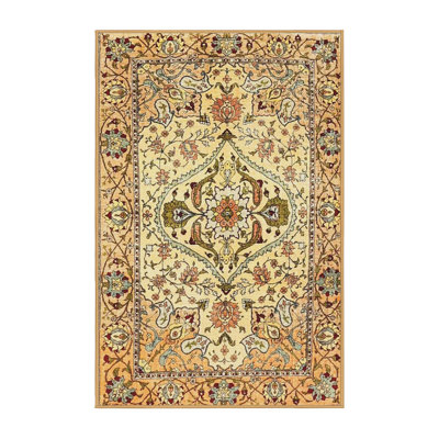 Tapis oriental vert / jaune