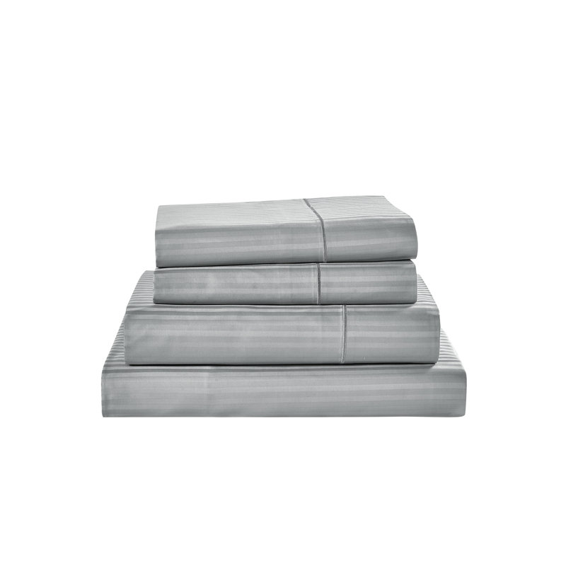 Gray Twin Egyptian Cotton Stripe Sheet Set