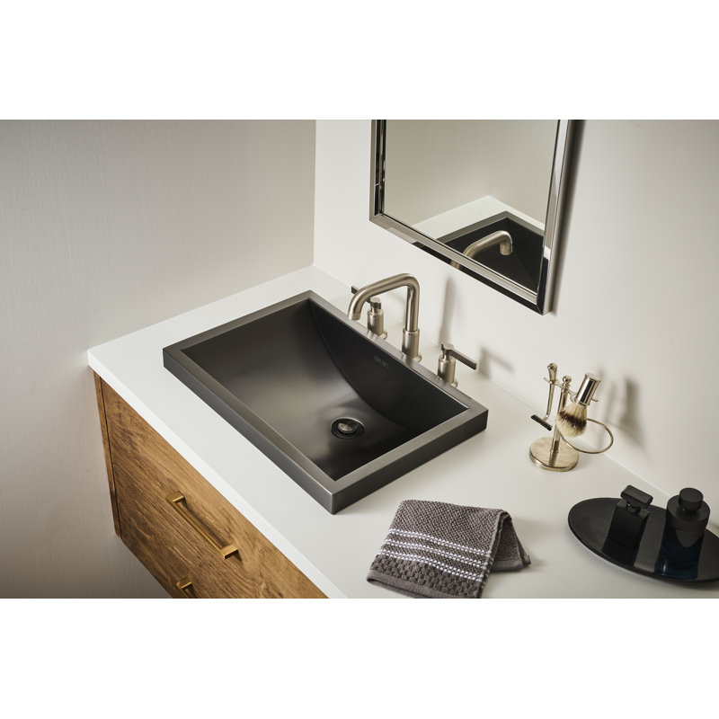 Robinet de salle de bain transitionnel Art Deco à deux poignées en nickel brossé Ruvati Barolo, Argent argent