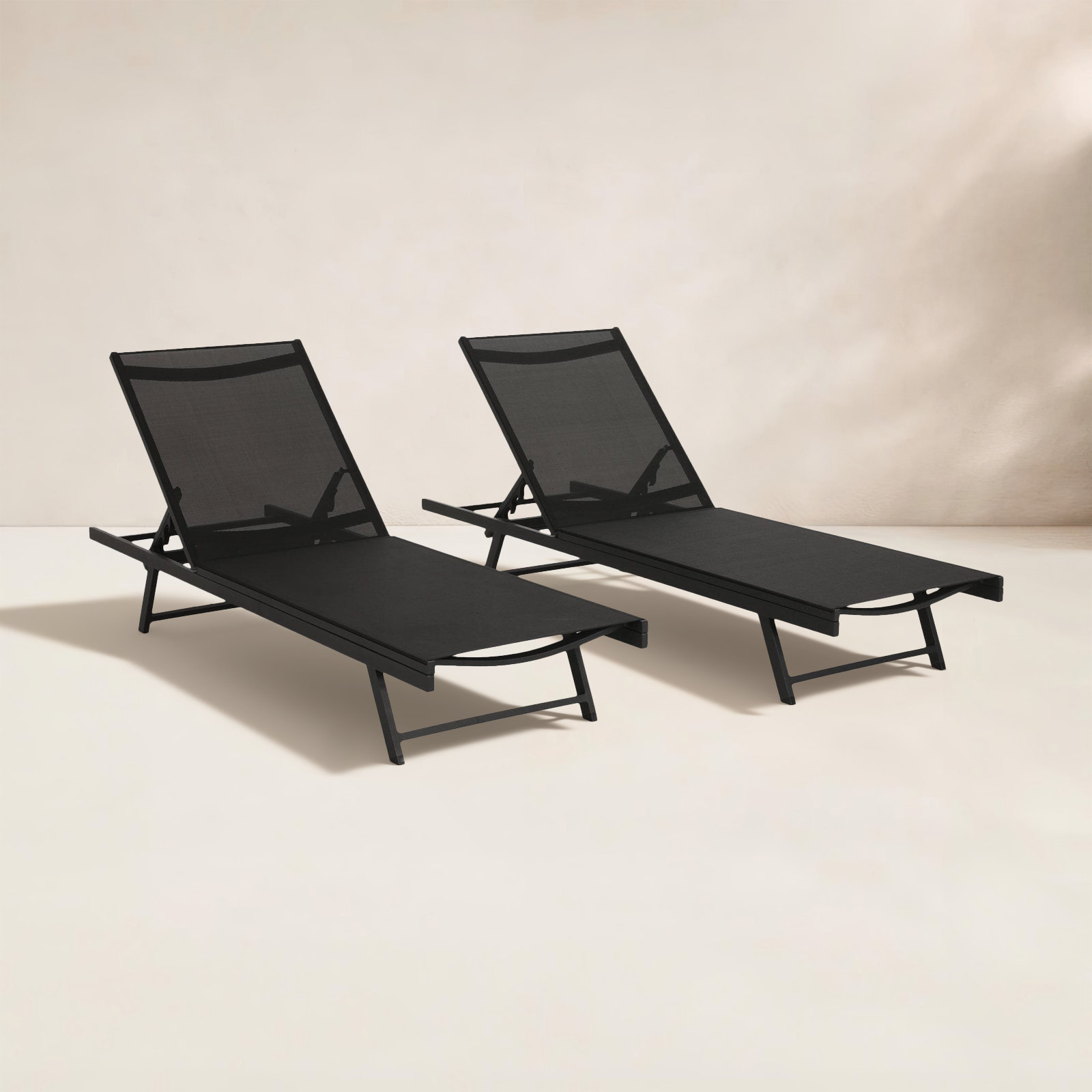 25'' Outdoor Metal Chaise Lounge Set, Black