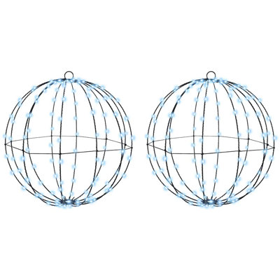 Vidaxl Ball With 192 Leds 2 Pcs Cold White 40 Cm Metal