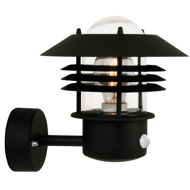 Vejers 23cm H Outdoor Armed Sconce, Galvanized Steel /  Black