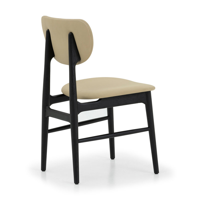 Stella Upholstered Dining Chair, Matte Black, Beige