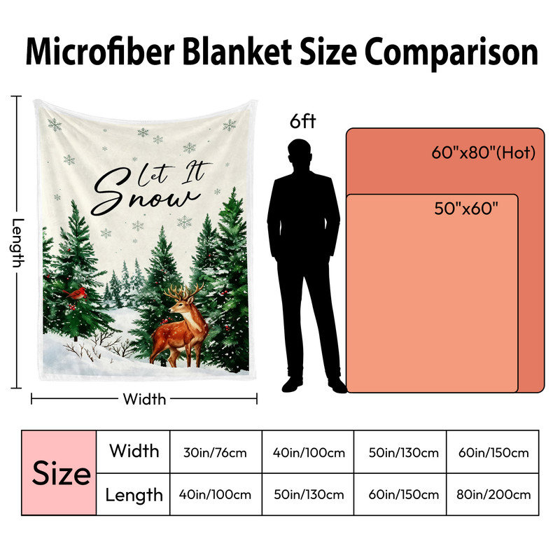 Plaid en flanelle polaire JYK pour Noël, léger, respirant, doux et chaud en microfibre pelucheuse, 76 x 102 cm, motif cerf et cardinal.