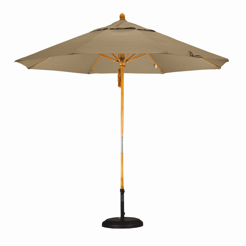 Parasol 9" Market, Sunbrella AA Lin Sésame, Marenti Wood