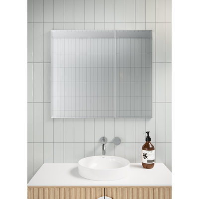 Recessed Frameless 2 Doors Medicine Cabinet with Adjustable Shelves