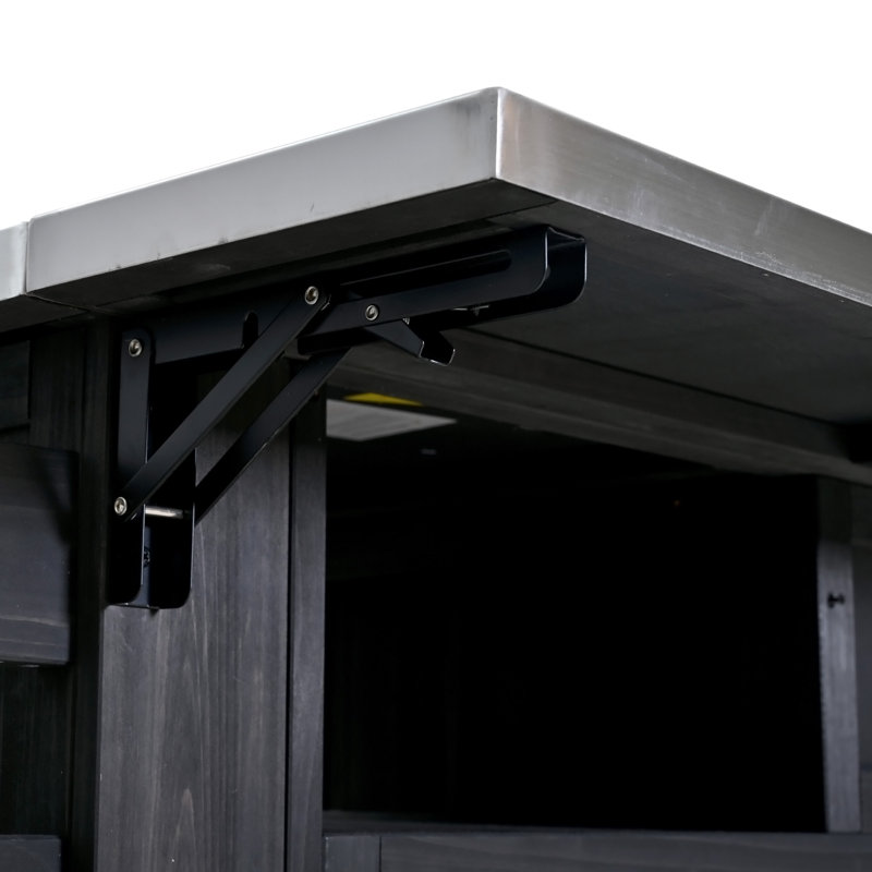 Îlot de cuisine d'extérieur en bois massif extensible 19,3 po / 28 po, Noir