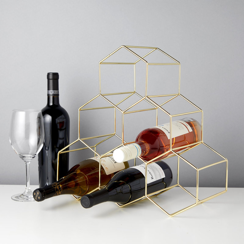 Support à vin de comptoir Viski Geo autoportant, 6 porte-bouteilles pour le rangement du vin