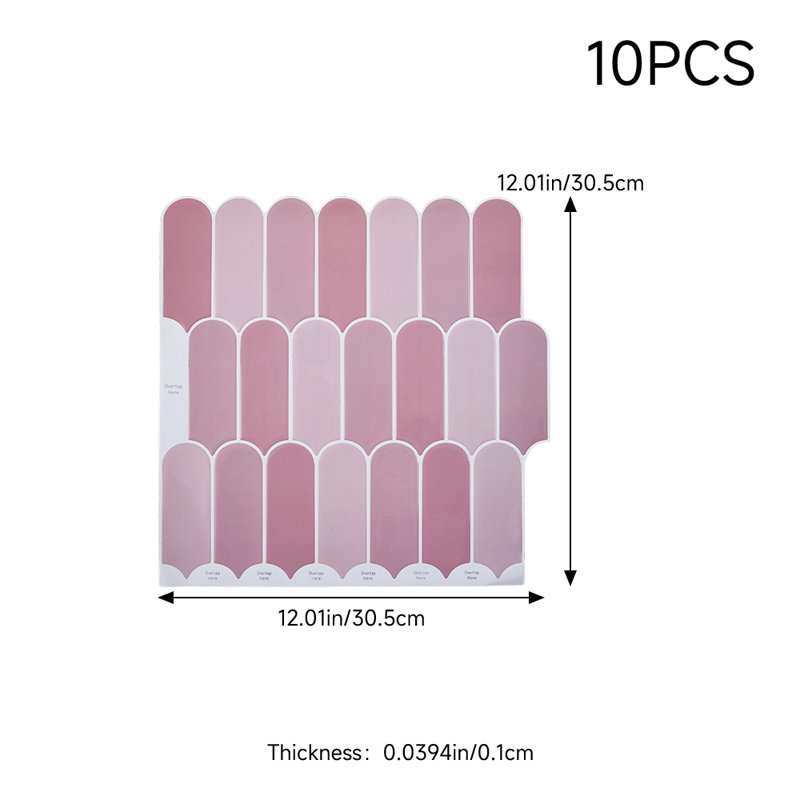 10Pcs Self-Adhesive Wall Tile Stickers, Pink