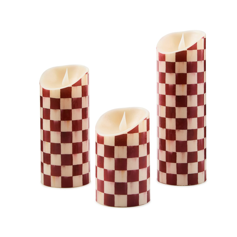 Check Flameless Pillar Candle, Mocha, 9" x 3" Flameless