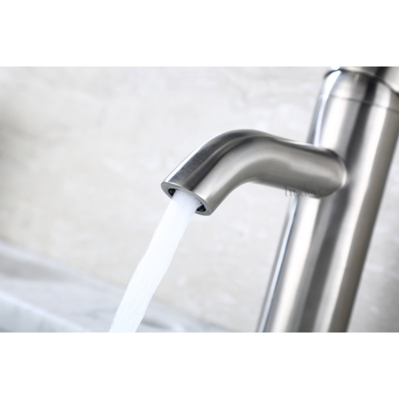 Robinet de salle de bain monotrou avec bonde Luxier, Nickel brossé