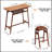 3 PCS Pub Dining Set Retro Bar Table Rubber Wood Stackable Backless High Stool for 2 with Shelf