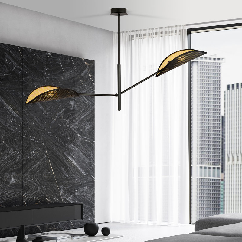 2 - Light Chandelier, Black/Gold