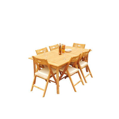Cimara 6 - Person Teak Wood Patio Dining Set with Rectangular Table